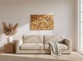 Olive Wood Mosaic Wall Art – Geometric Wooden Wall Panel, Handmade Natural Wood Decor
