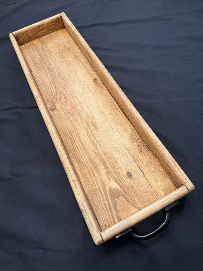Handmade Reclaimed Wood Serving & Centerpiece Tray – Rustic Wood Tray with Iron or Brass Handles