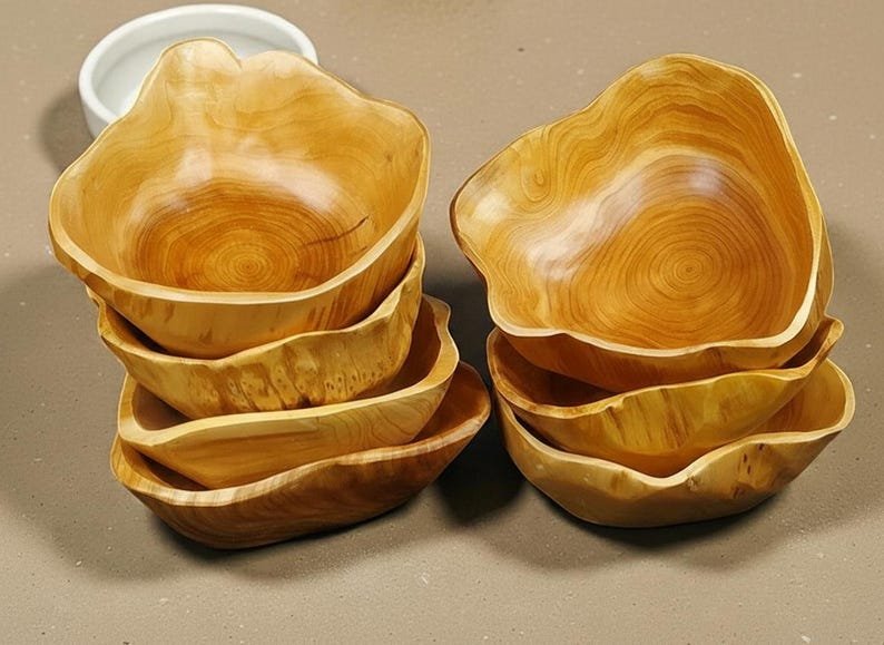 Natural Edge Acacia Wood Bowl – Organic Wooden Serving Bowl, Rustic Handmade Tableware